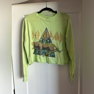 Daydreamer Lime Green Led Zeppelin Longsleeve Crop Top | Small